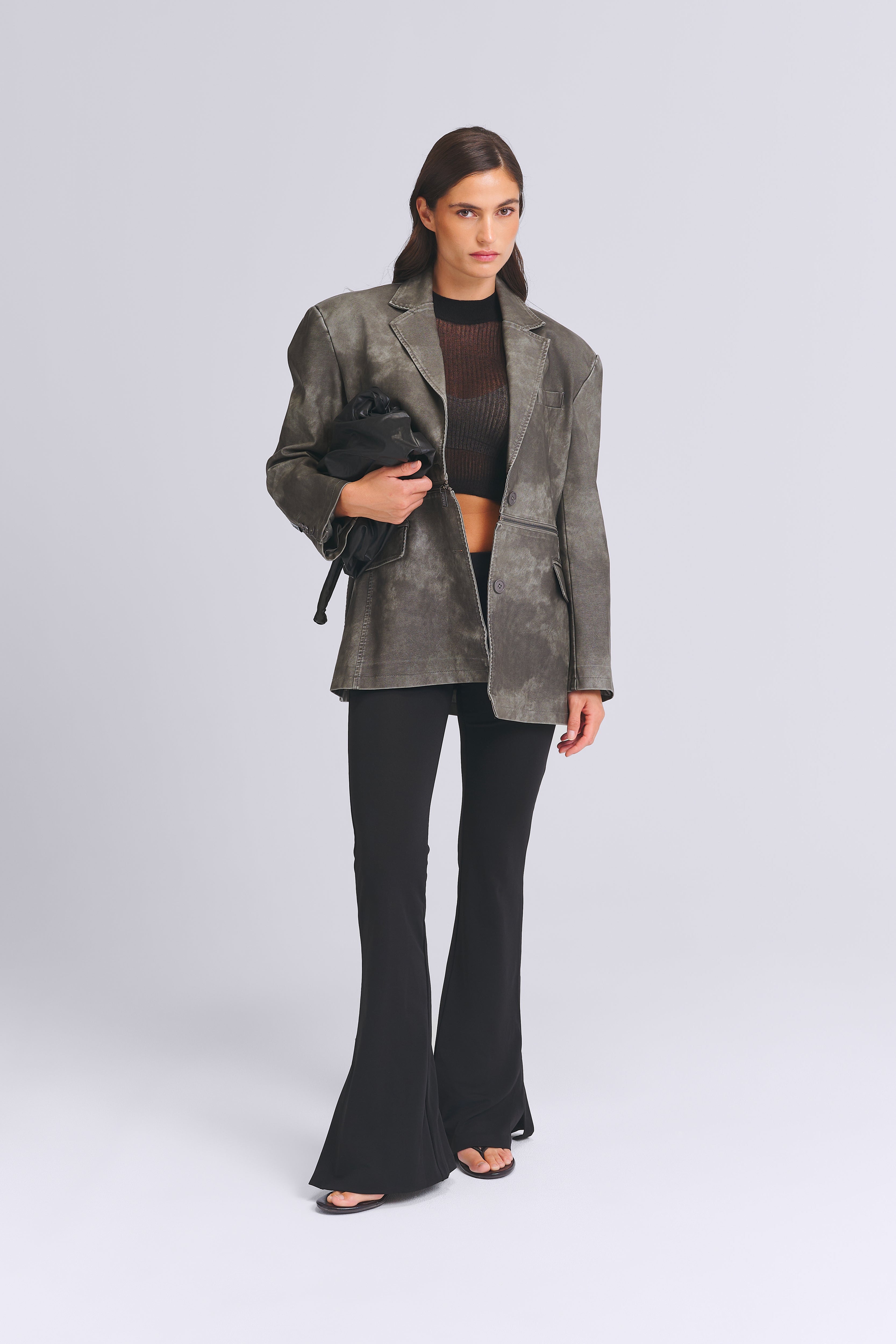 2-in-1 Faux Leather Zip Blazer | AEMMI