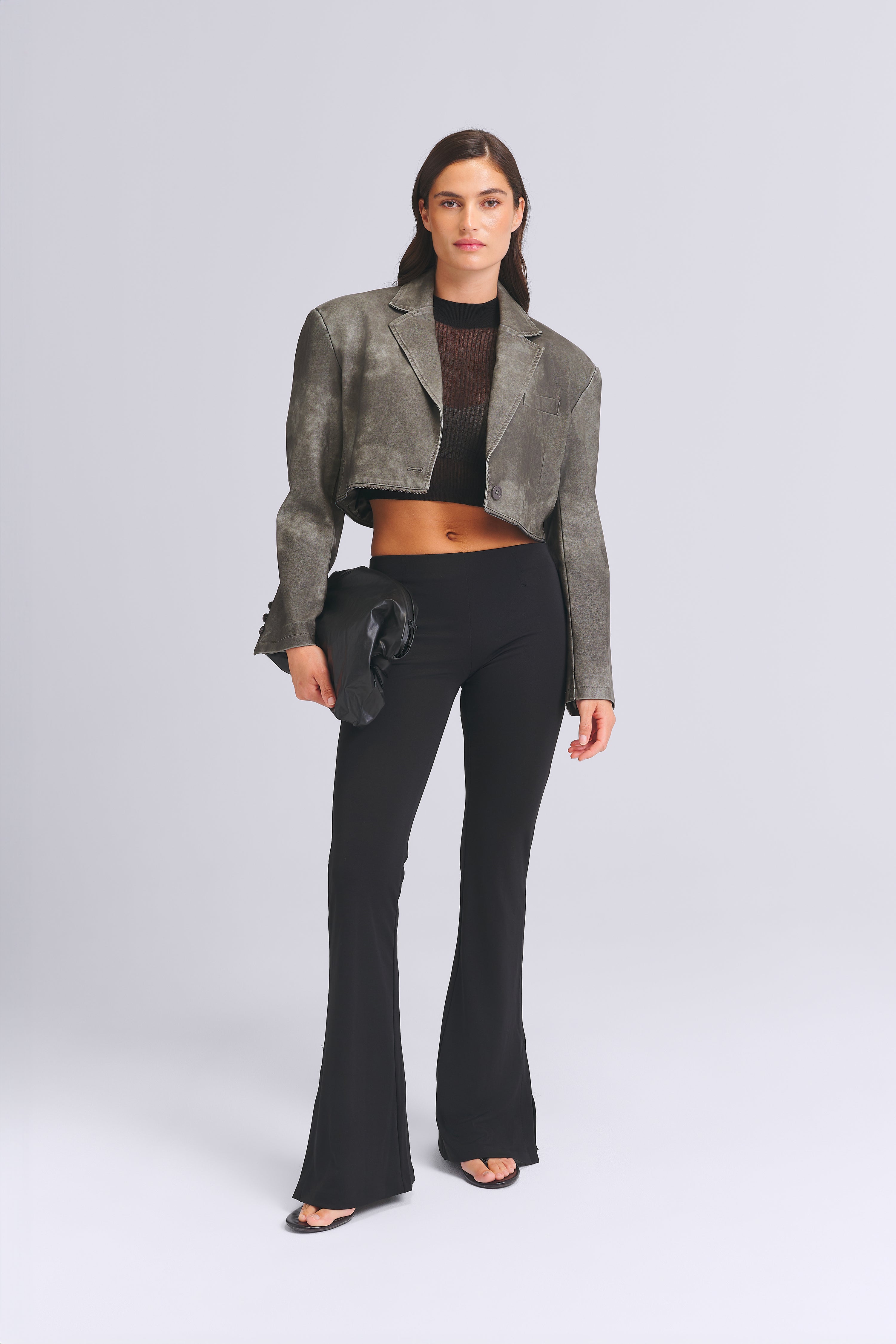 FAUX LEATHER ZIP BLAZER 2-in-1
