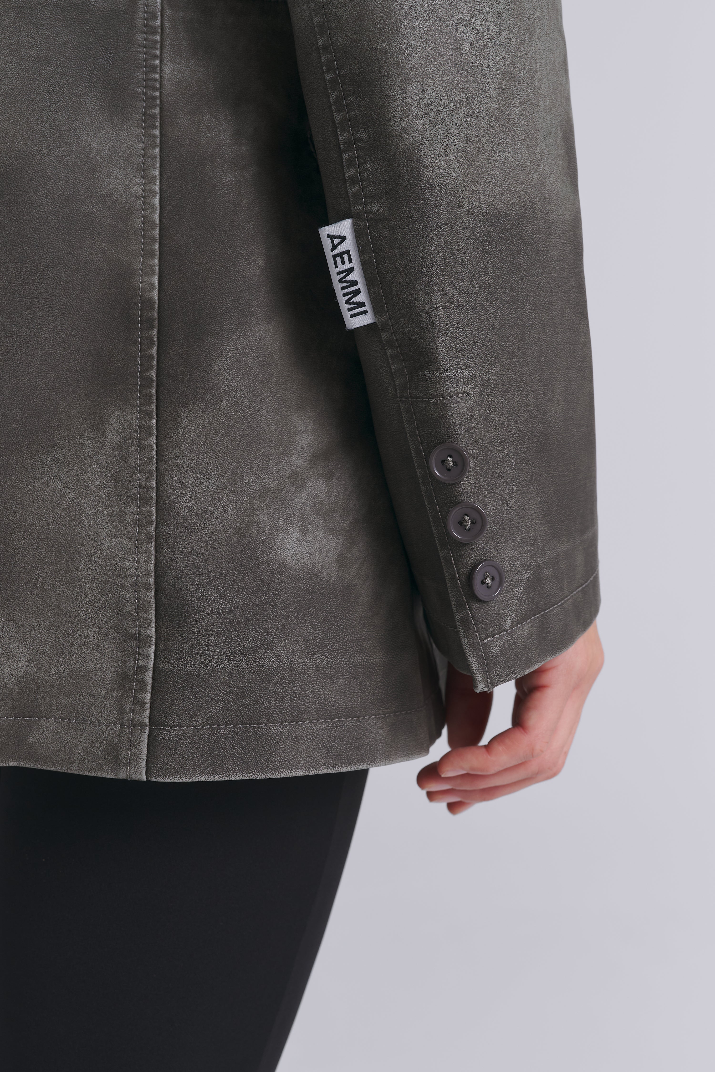 FAUX LEATHER ZIP BLAZER 2-in-1