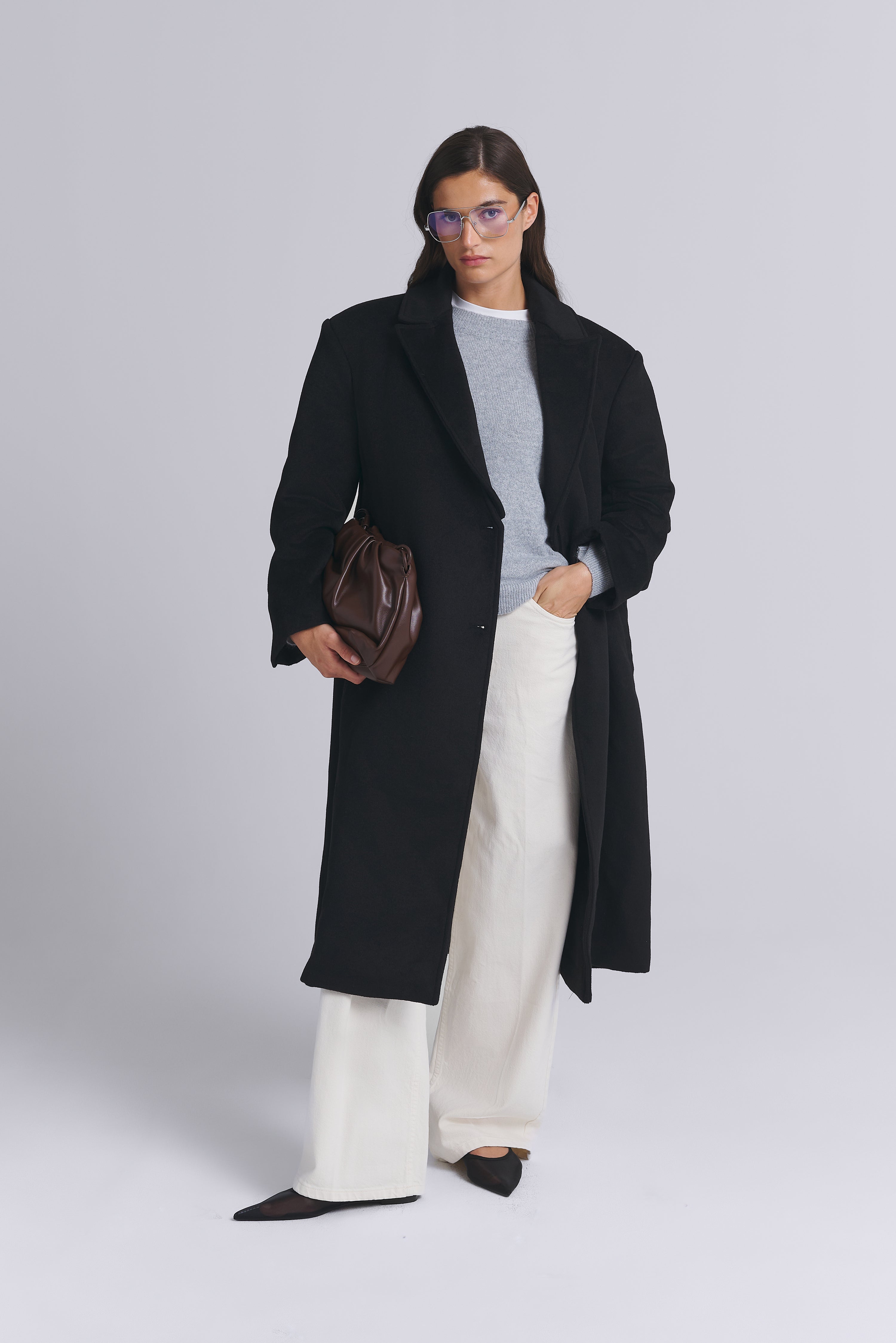 WOOL COAT WITH DETACHABLE COLLAR