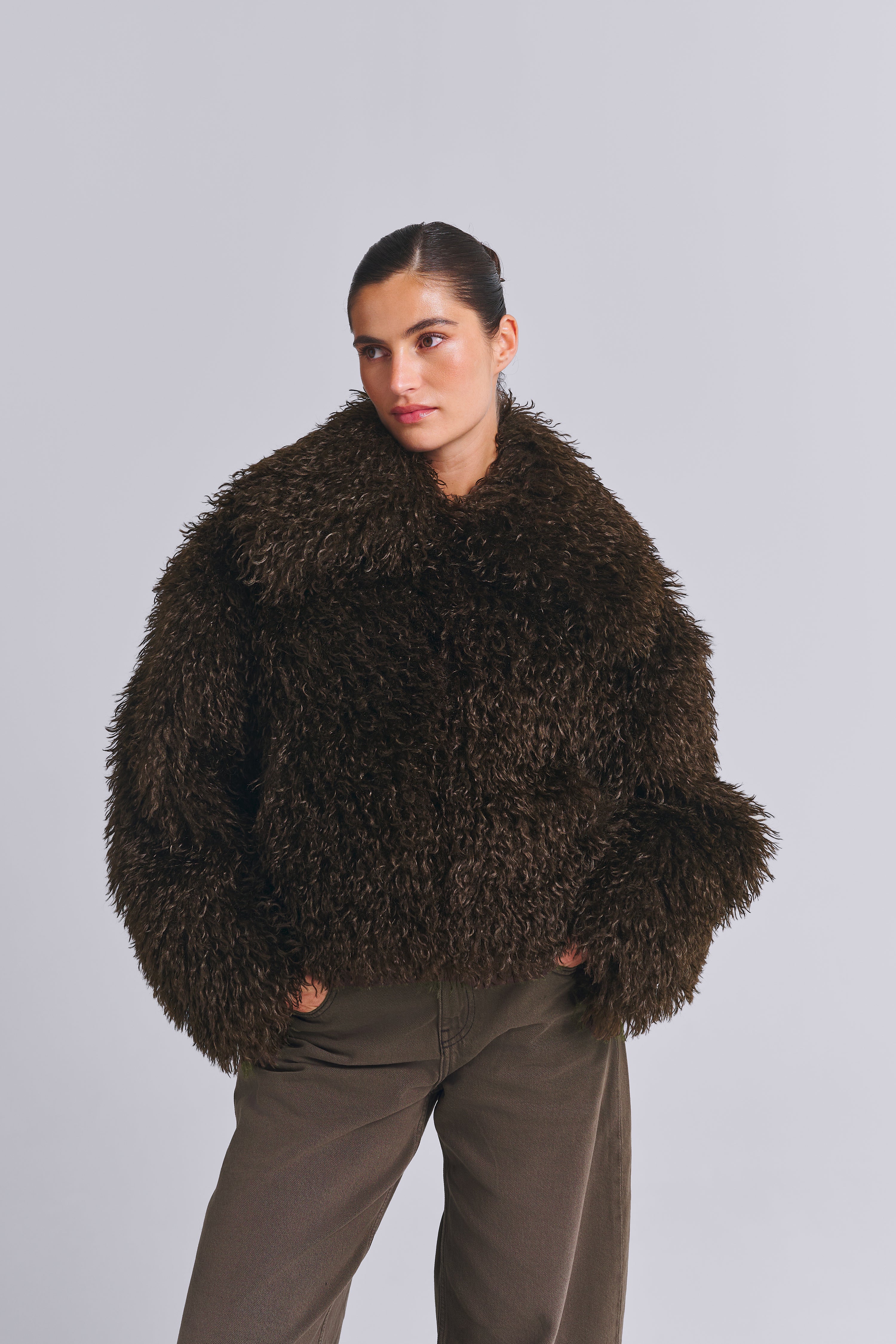FURRY FAUX FUR JACKET