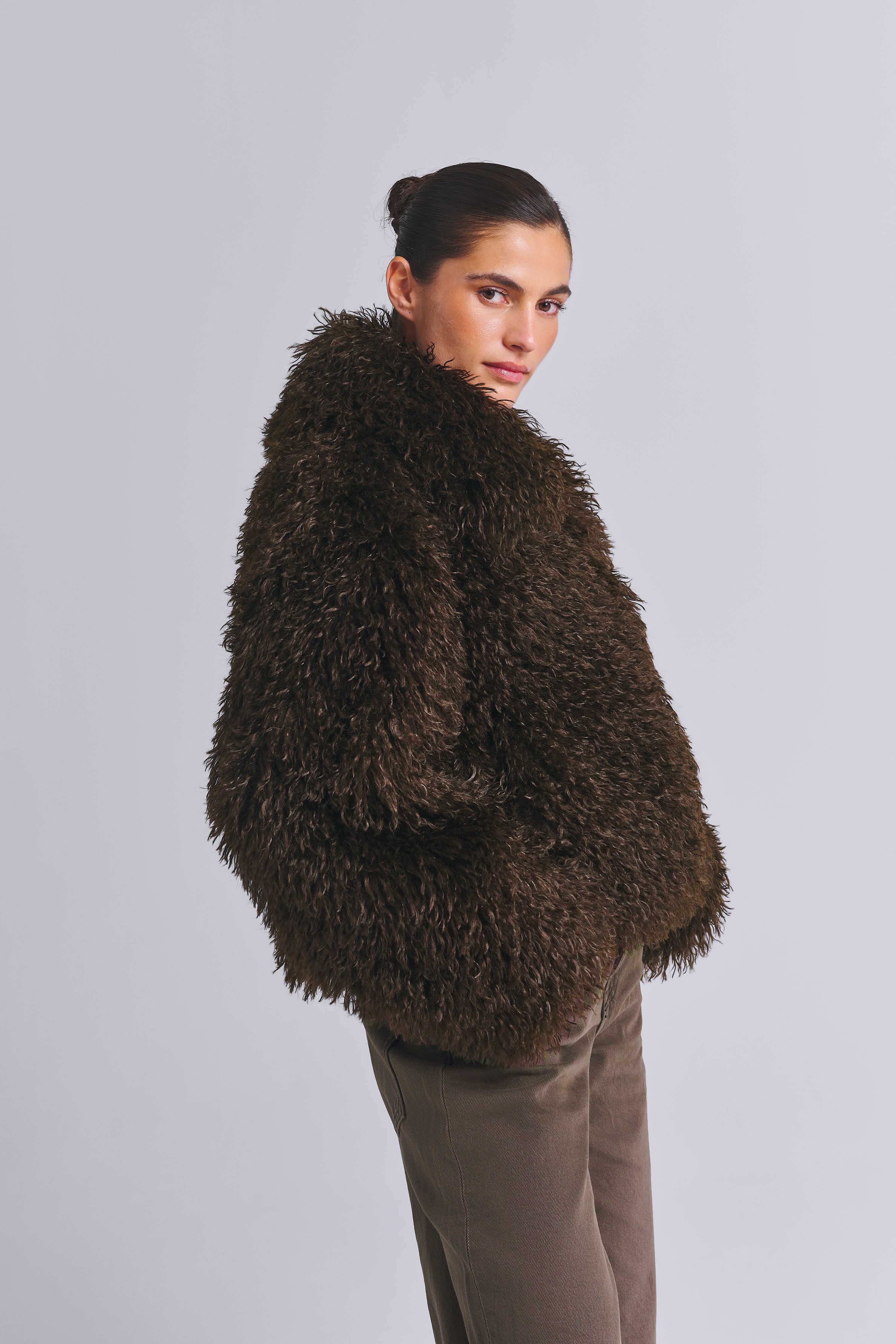 FURRY FAUX FUR JACKET