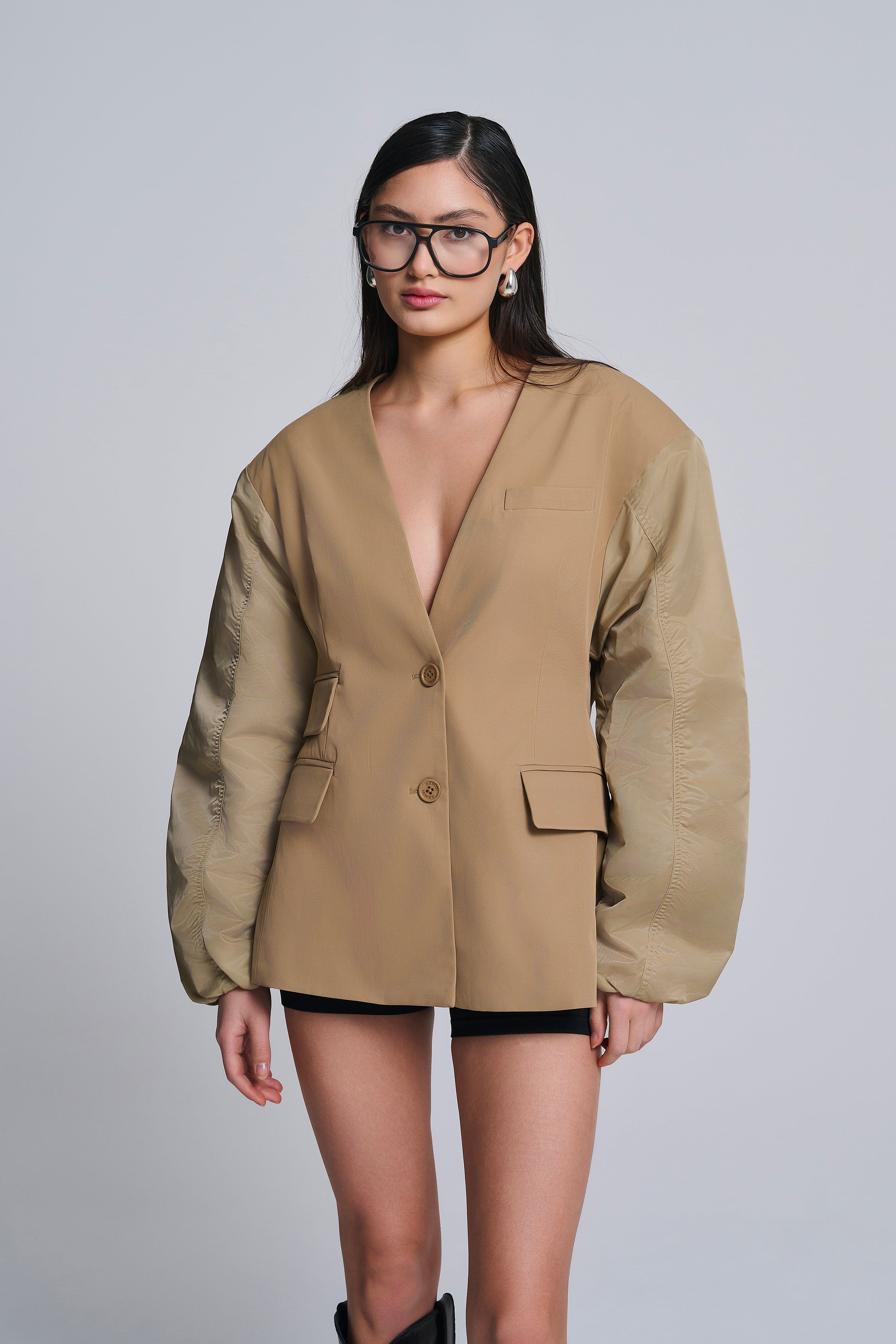 BLAZER WITH RUFFED SLEEVES