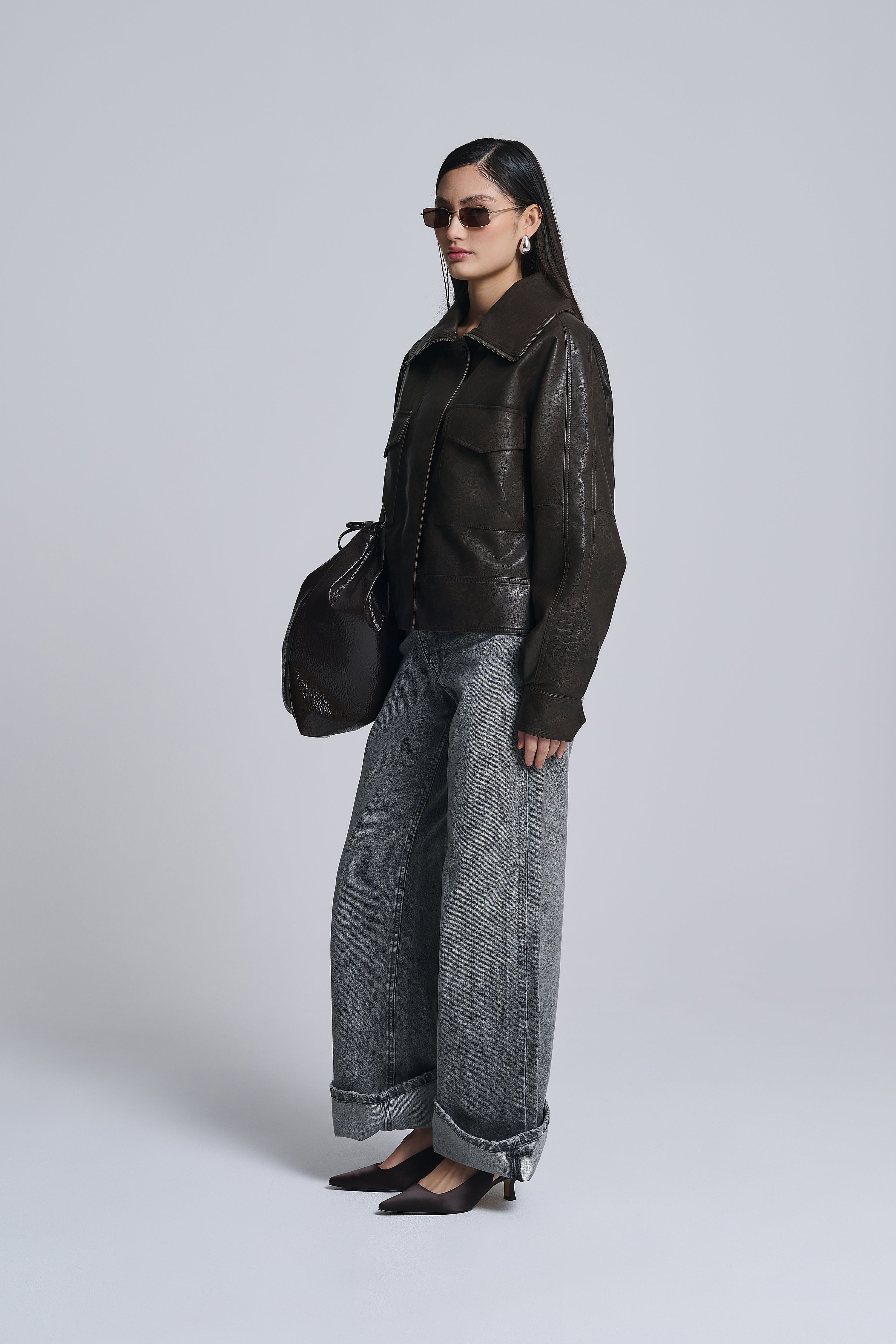 OVERSIZED FAUX LEATHER JACKET