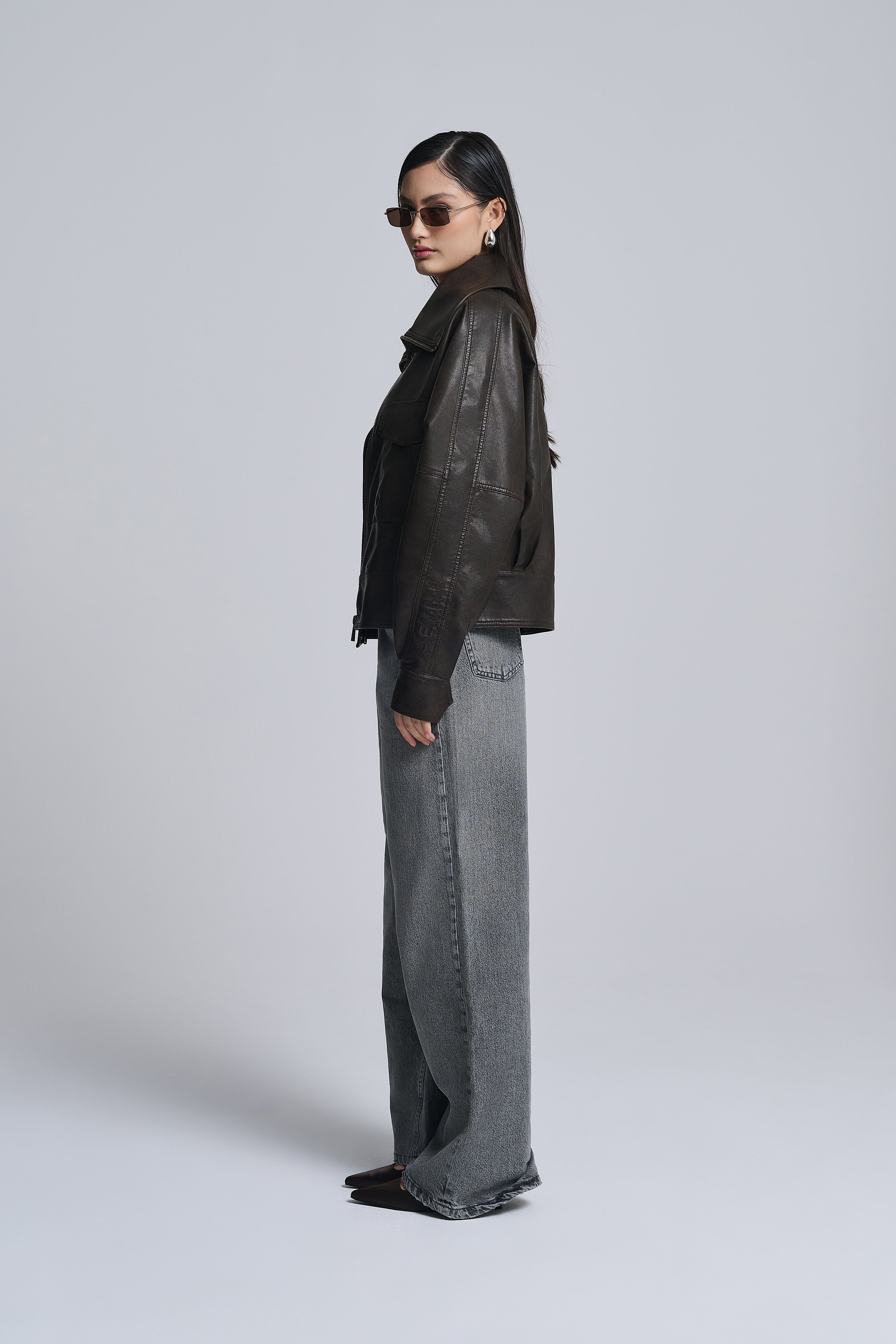 OVERSIZED FAUX LEATHER JACKET