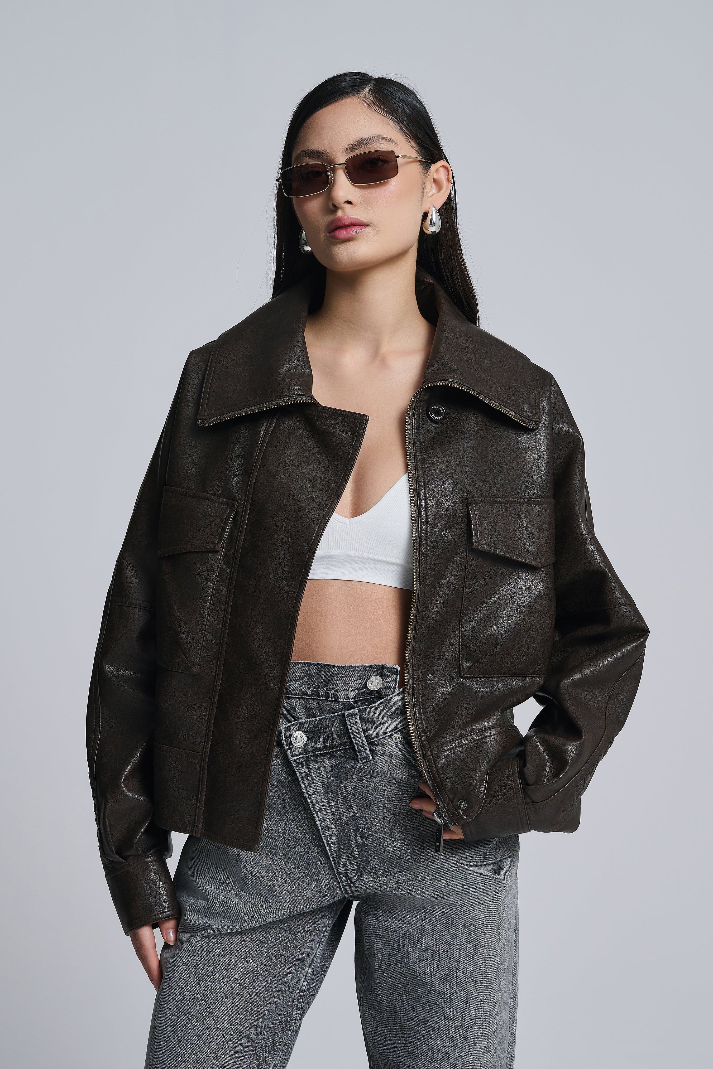 OVERSIZED FAUX LEATHER JACKET