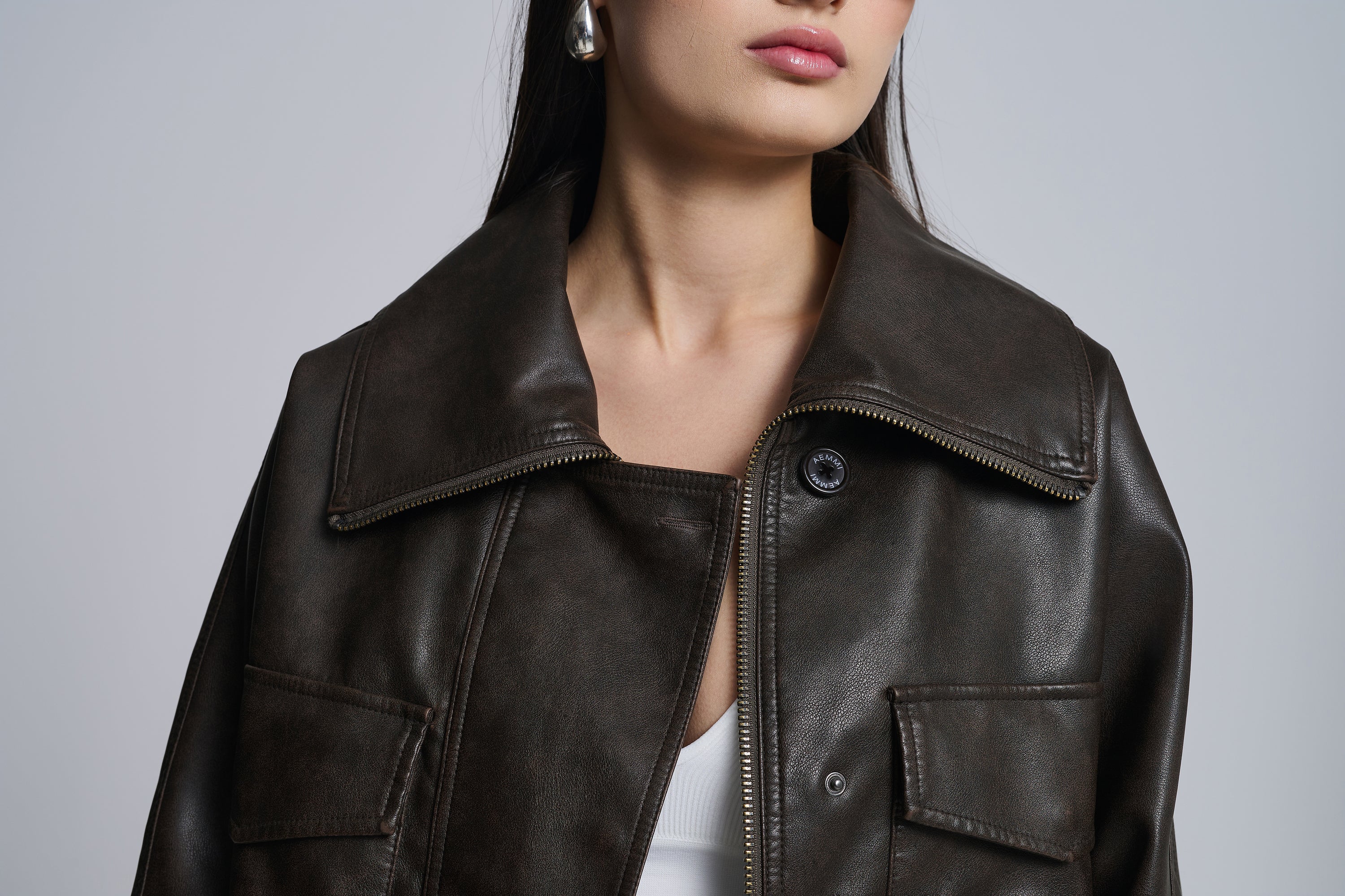 OVERSIZED FAUX LEATHER JACKET