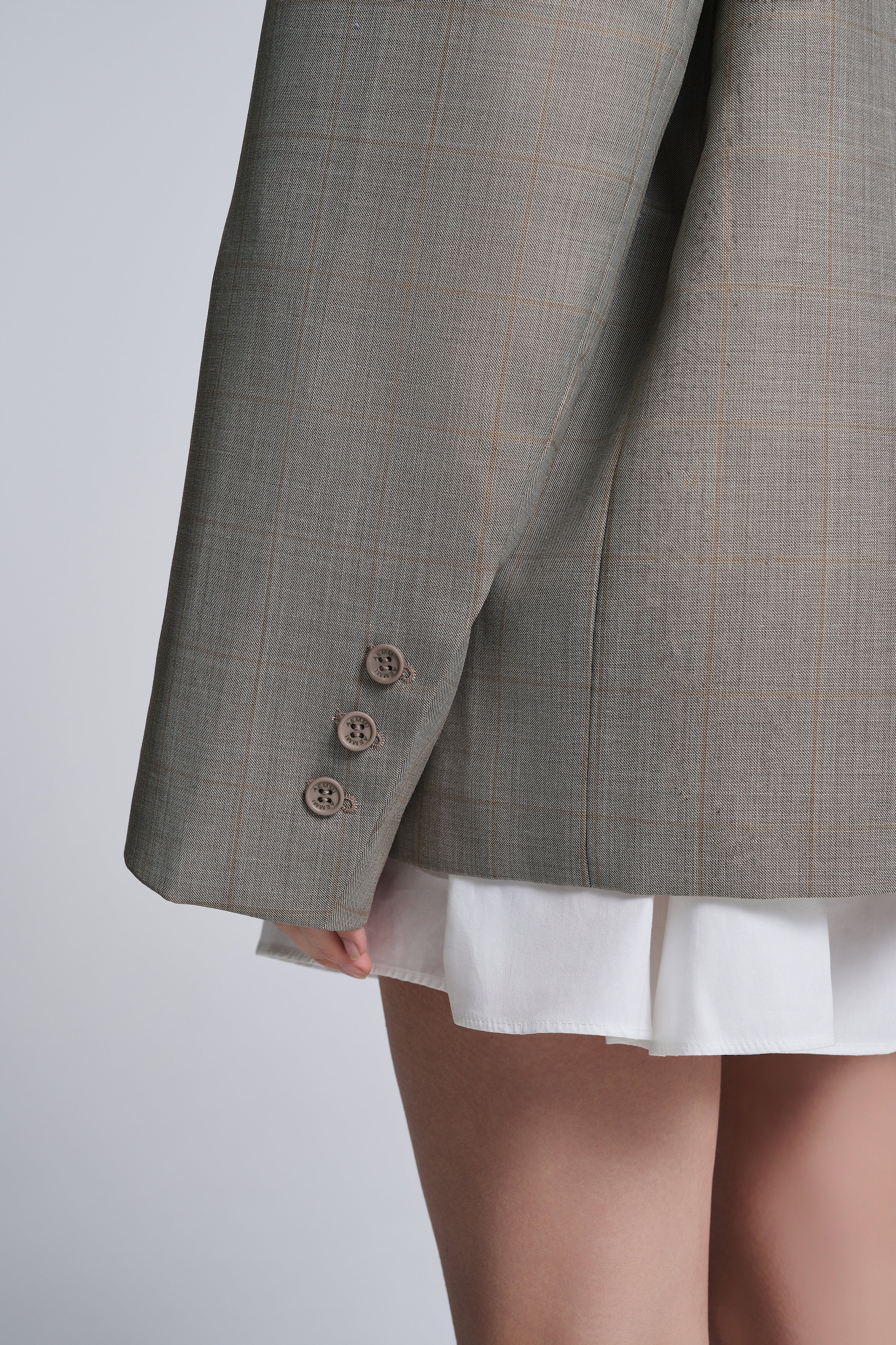 WOOL BLEND CHECKED OVERSIZED BLAZER