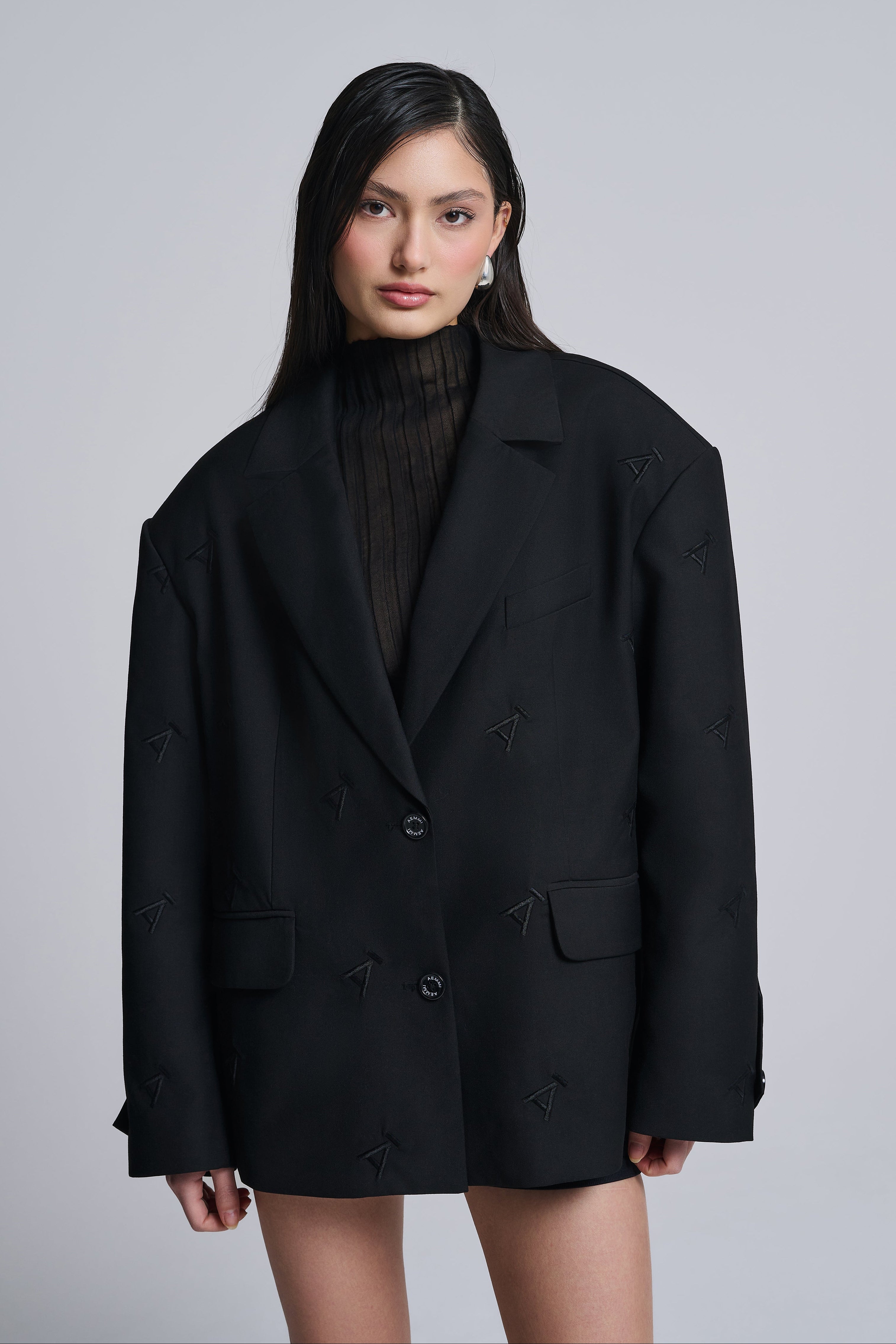 OVERSIZED BLAZER ALL OVER LOGO – AEMMI