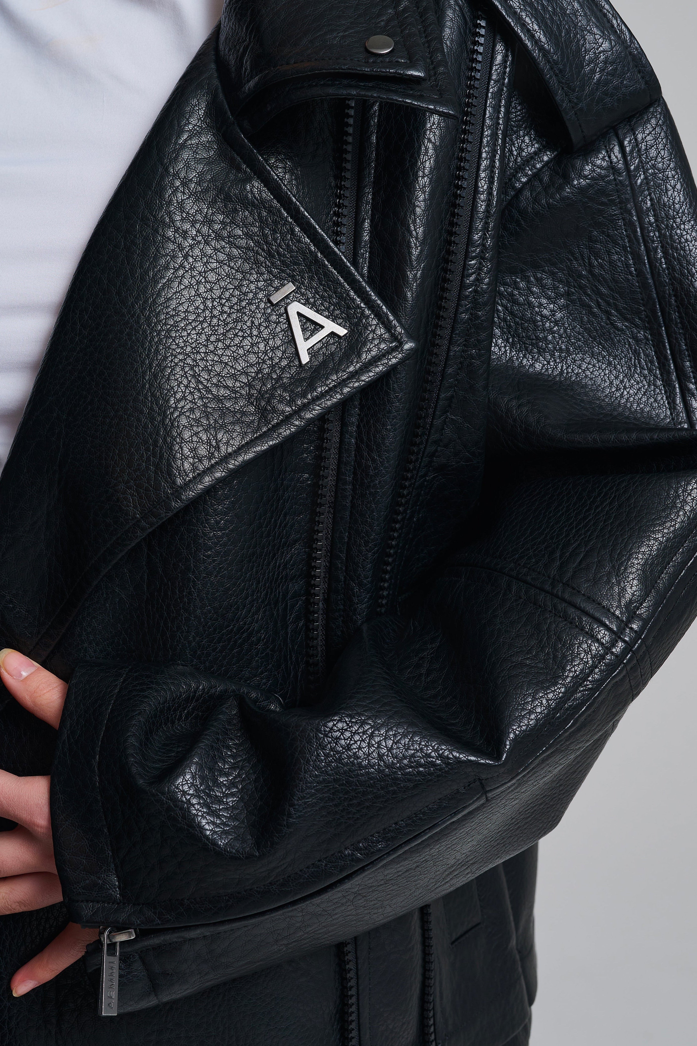 Faux Leather Oversized Biker Jacket | AEMMI