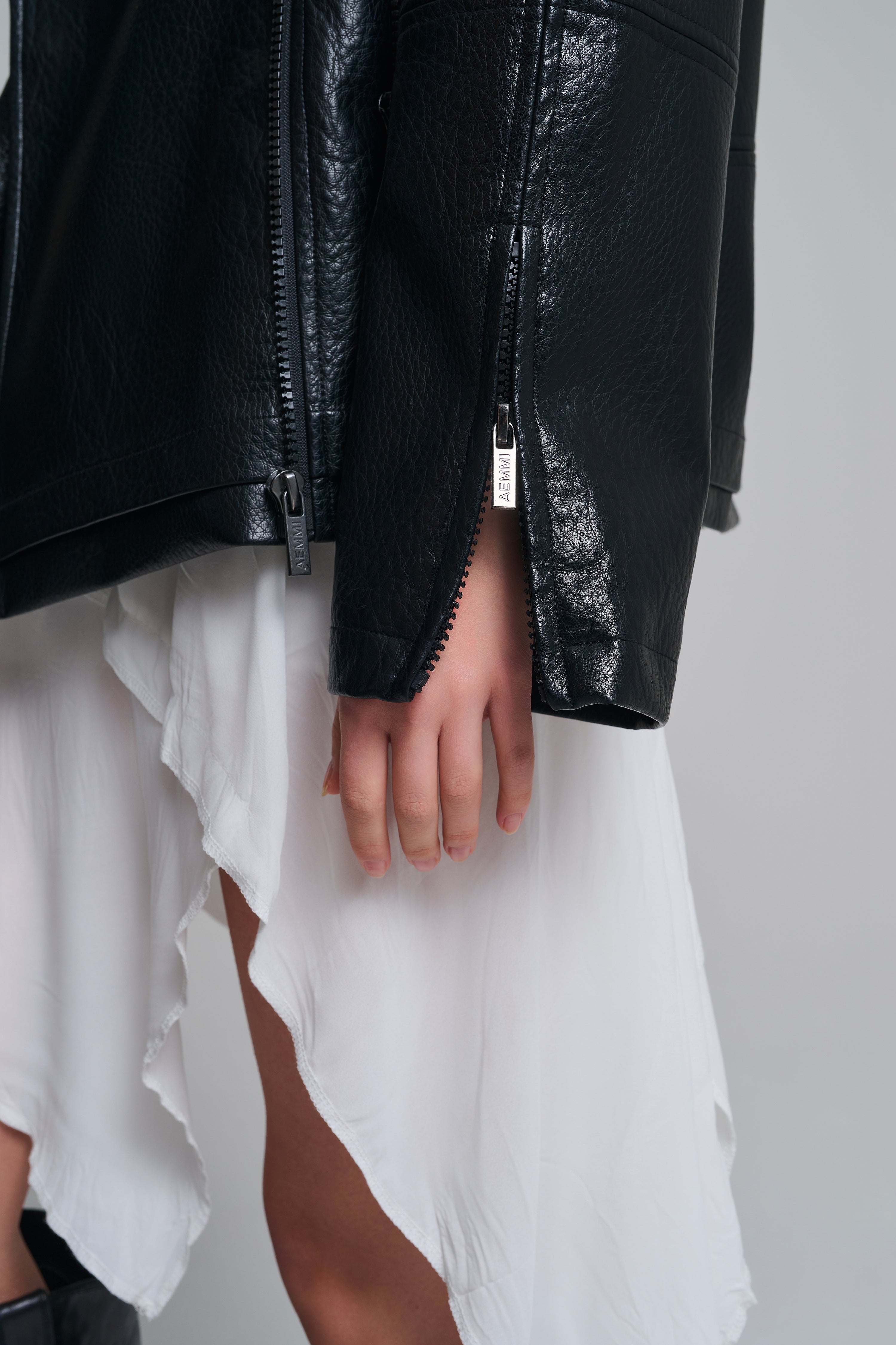 OVERSIZED FAUX LEATHER BIKER JACKET