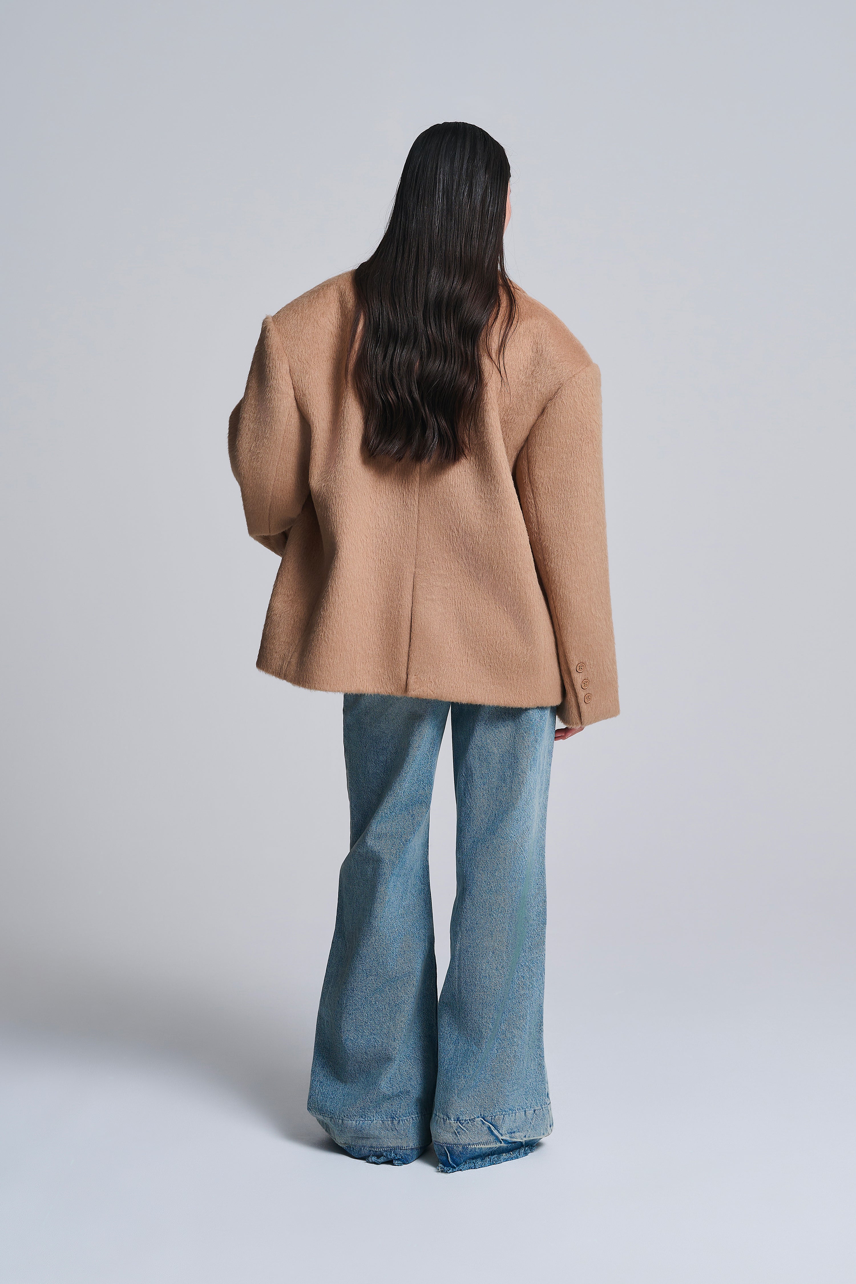 FURRY WOOL BLEND OVERSIZED BLAZER