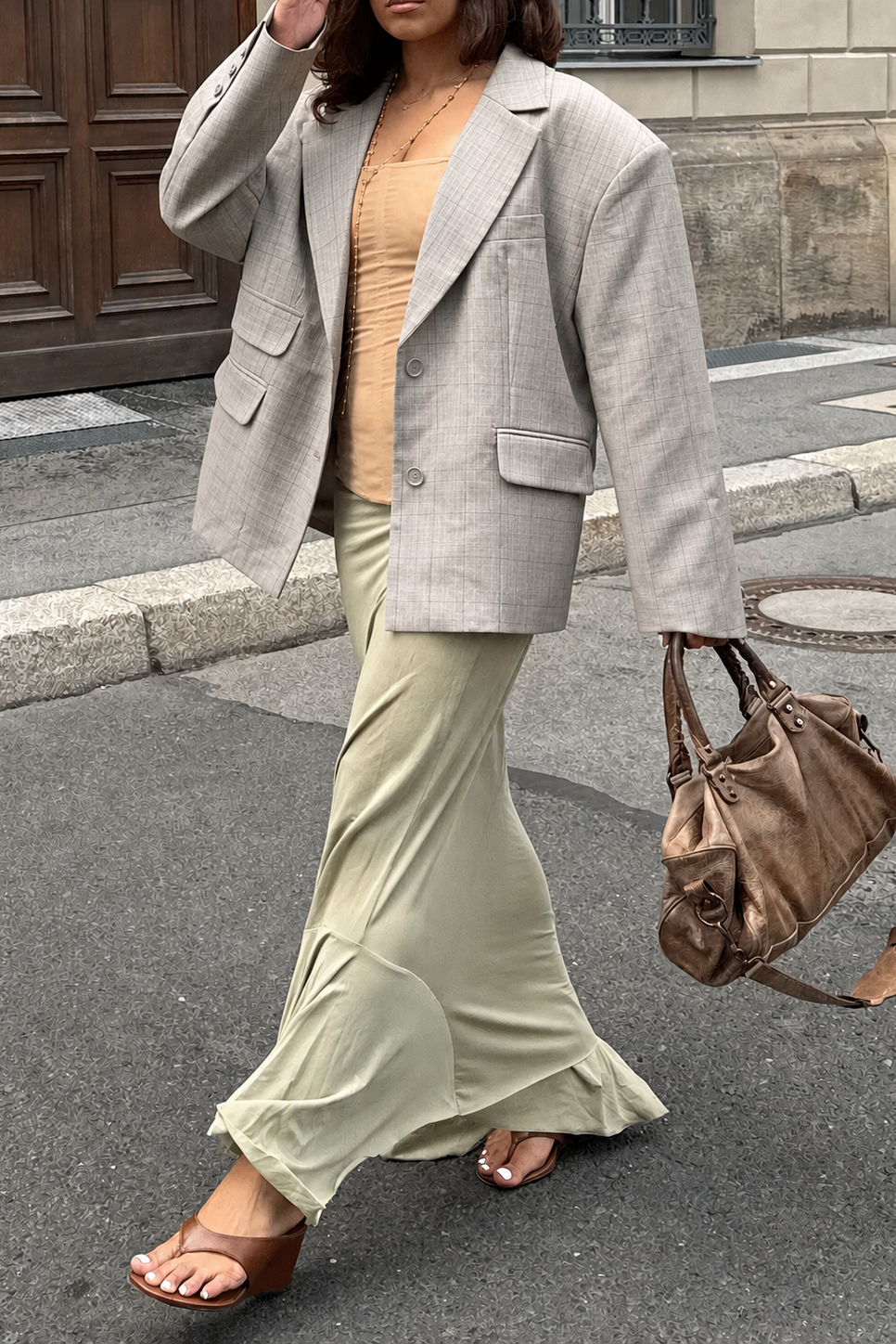20 / CHECKED OVERSIZED BLAZER