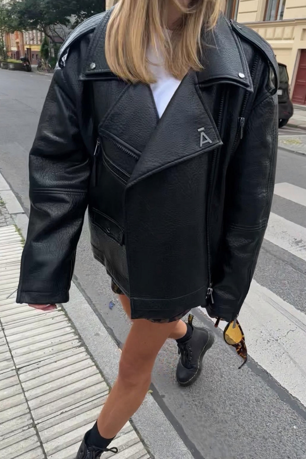 Faux Leather Oversized Biker Jacket | AEMMI