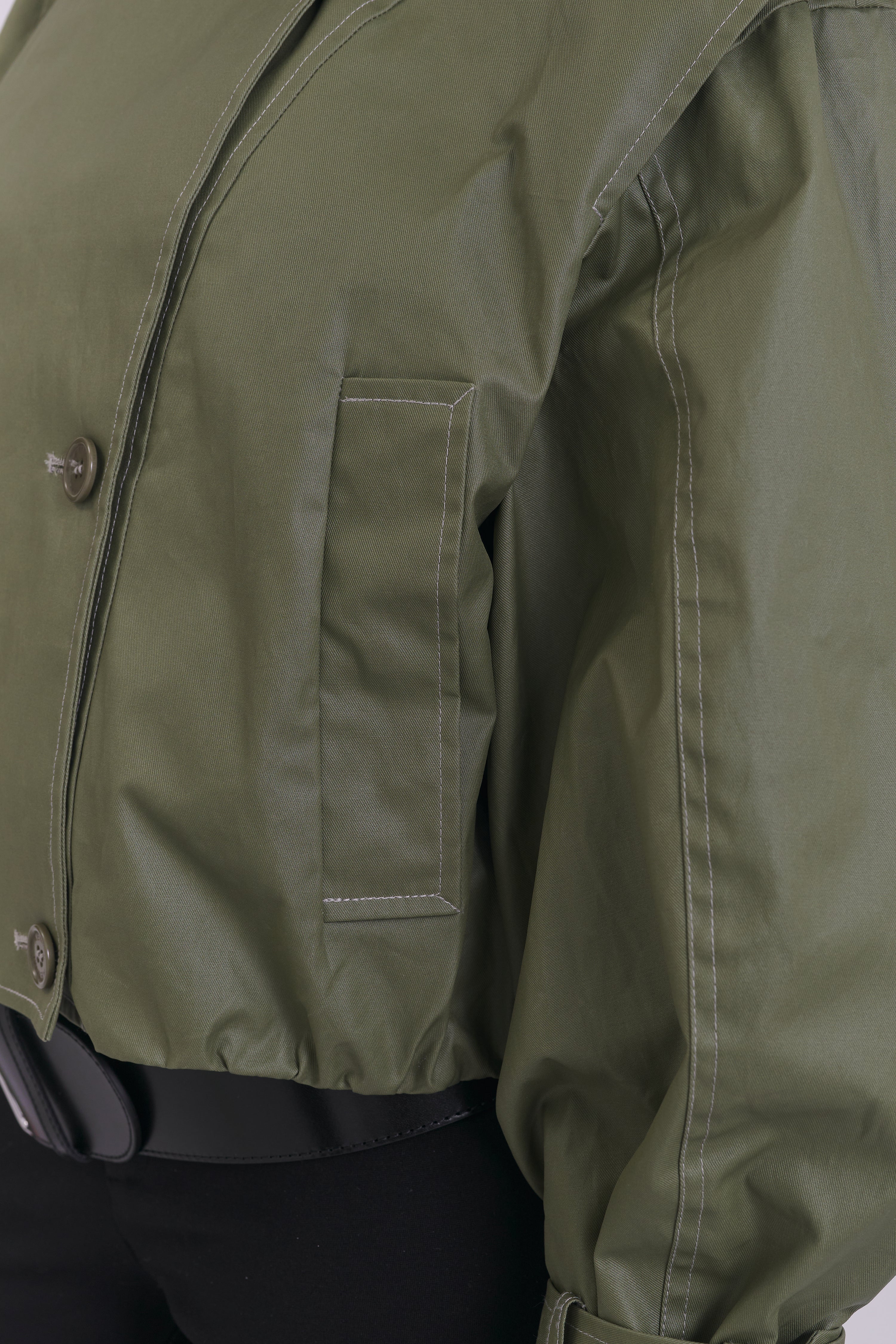 30 / WAXED COTTON CROPPED TRENCHCOAT